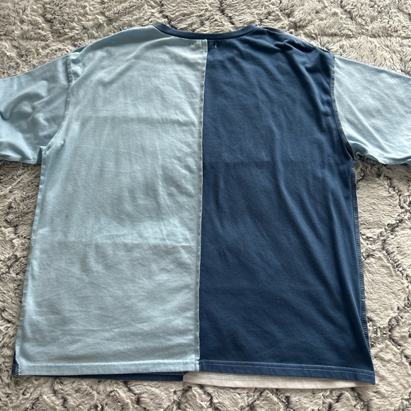 Blue and White Patchwork T-Shirt New - Picture 2 of 3